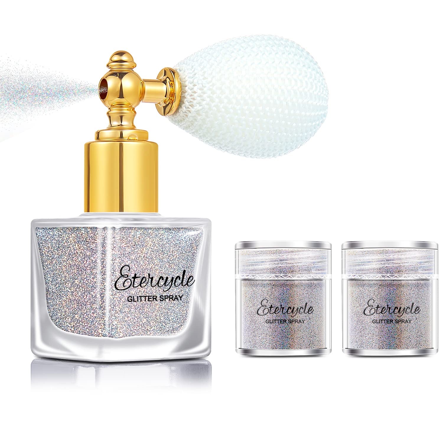 Etercycle Silver Body Glitter Spray, Shimmering Spray Powder Sparkle