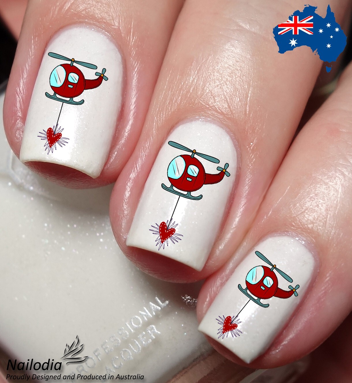 Chopper Helicopter Nail Art Decal Sticker Water Transfer Wrap