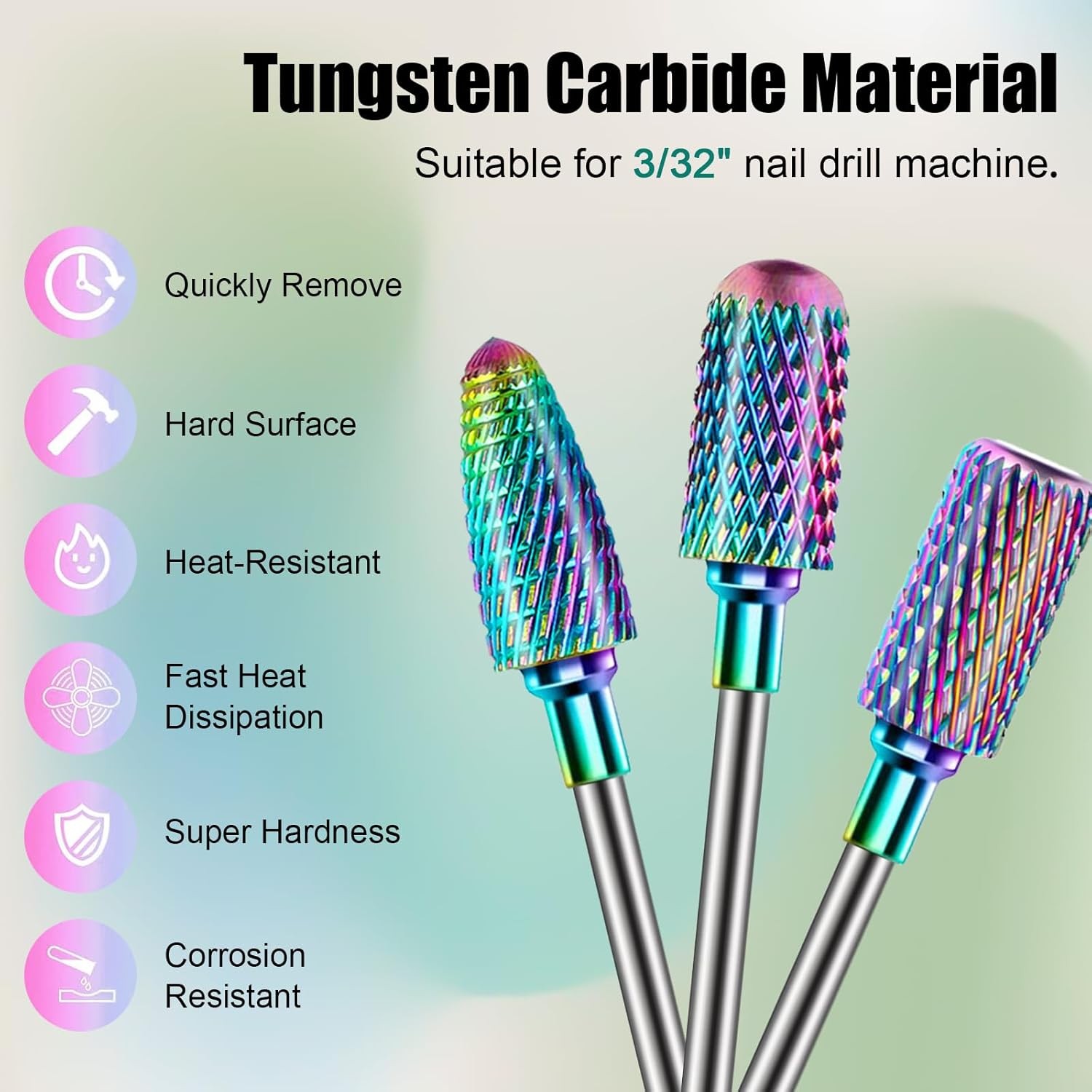 Nail Drill Bits Set, 3/32” Profal Drill Bits Nail Tech, Tungsten