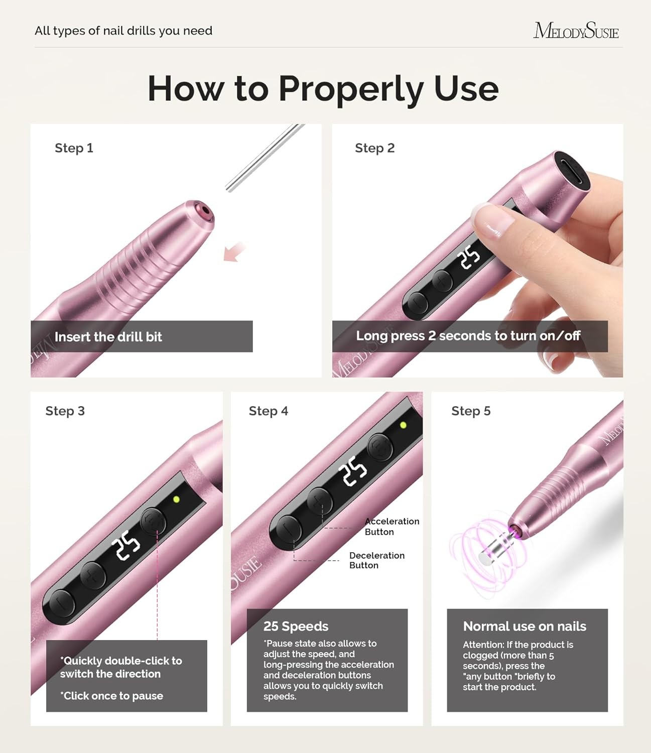 Pen-Shaped Portable Cordl Nail Drill, PC180G 25000R