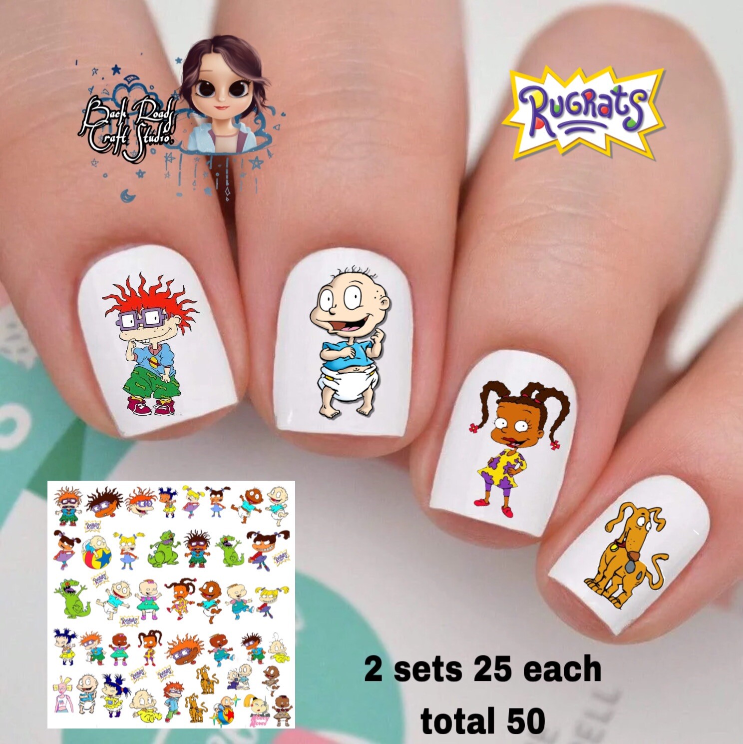 Cartoon You Choose Waterslide Nail Decals Set Of 50 Instructions & Bonus