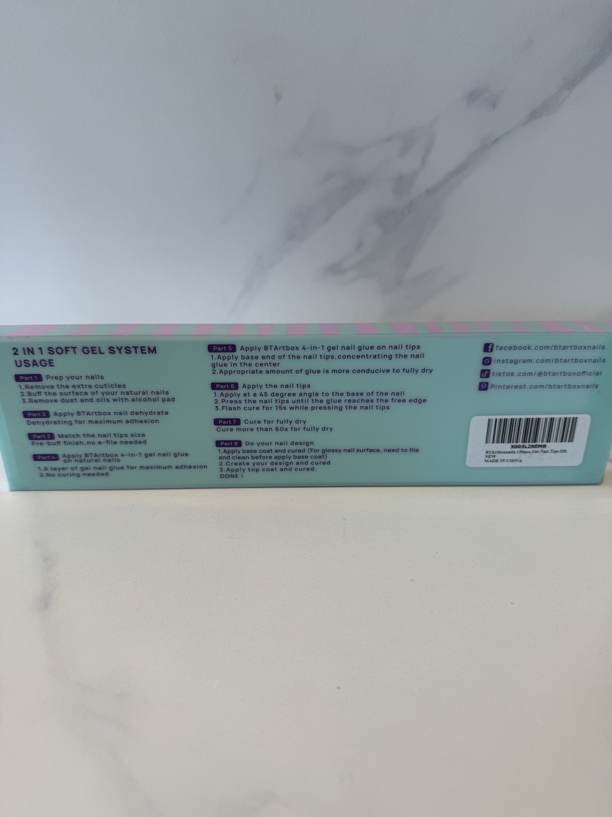 BTArtbox Nails X-Coat Tips 2 In 1 Soft Gel System Natural Series 160 Pc 16 Sizes