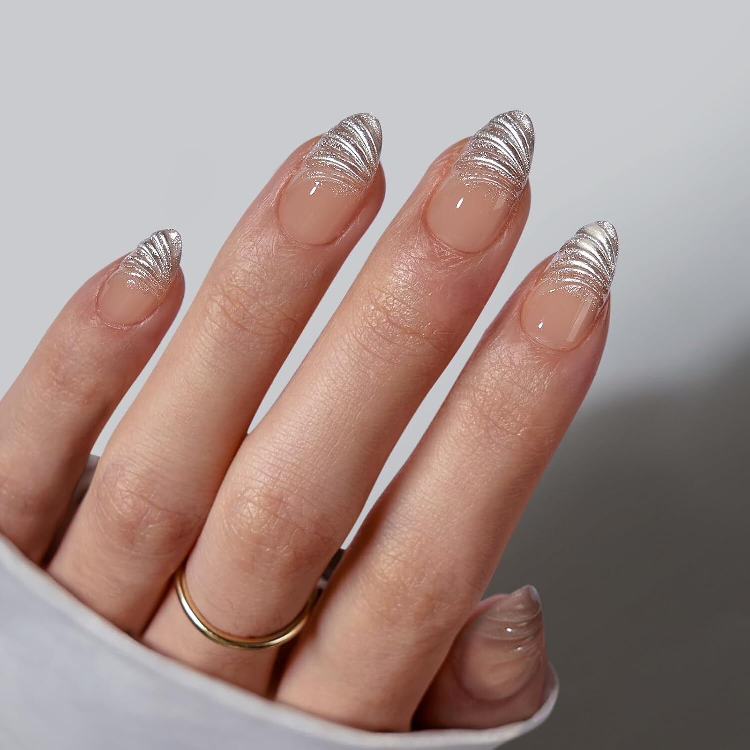 Short Almond White Press On Nails Soft Gel Reusable Glue on Nails 16 Sizes Kit