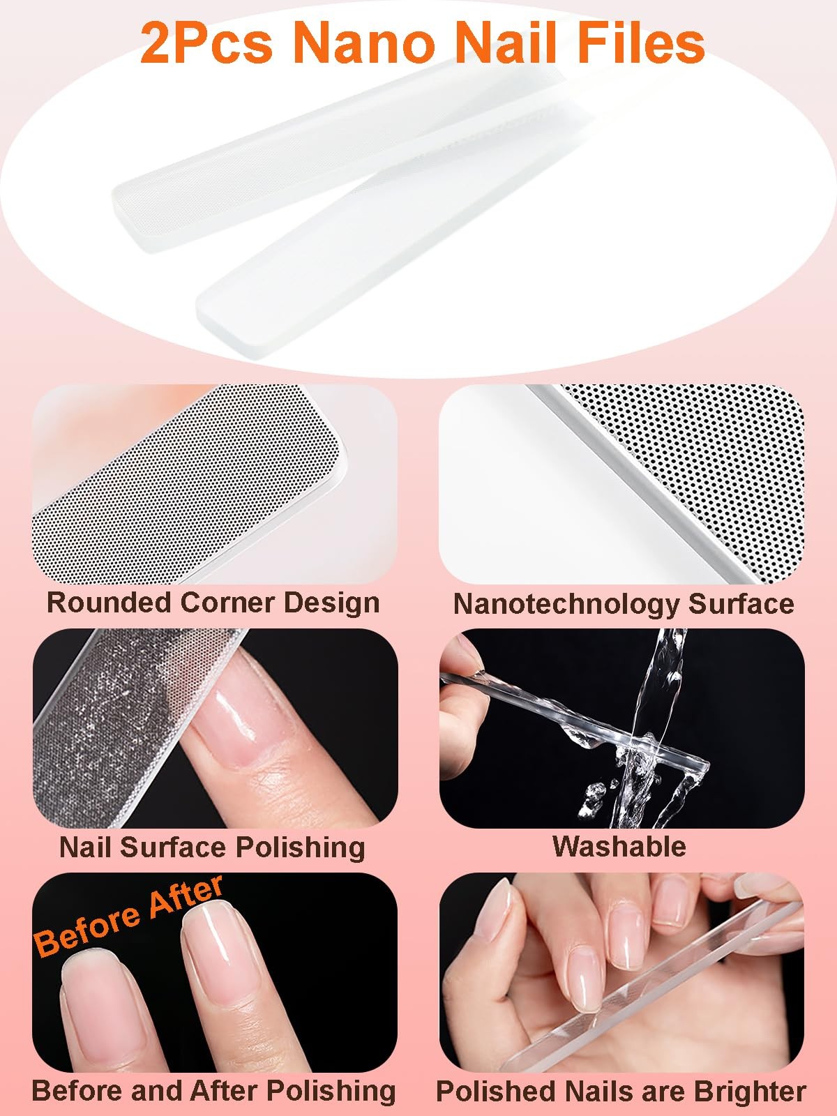 6Pcs Metal Nail Art Brushes and 2Pcs Nano Nail Files, suitable for Drawing Fi…