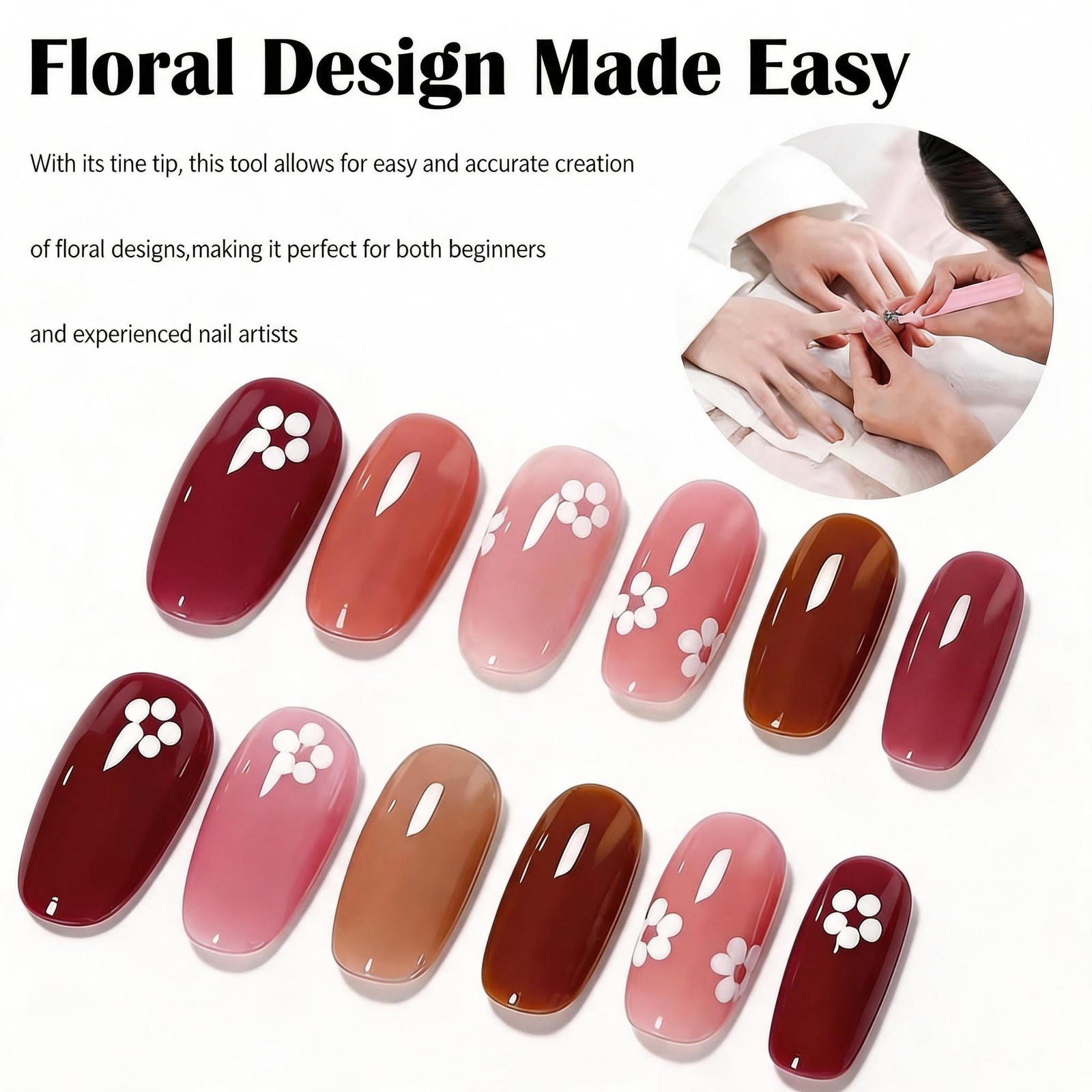 5 Petal Flower Nail Dotting Pen Set – 4PCS Flower Dotting Tools Nail Art, Nai…