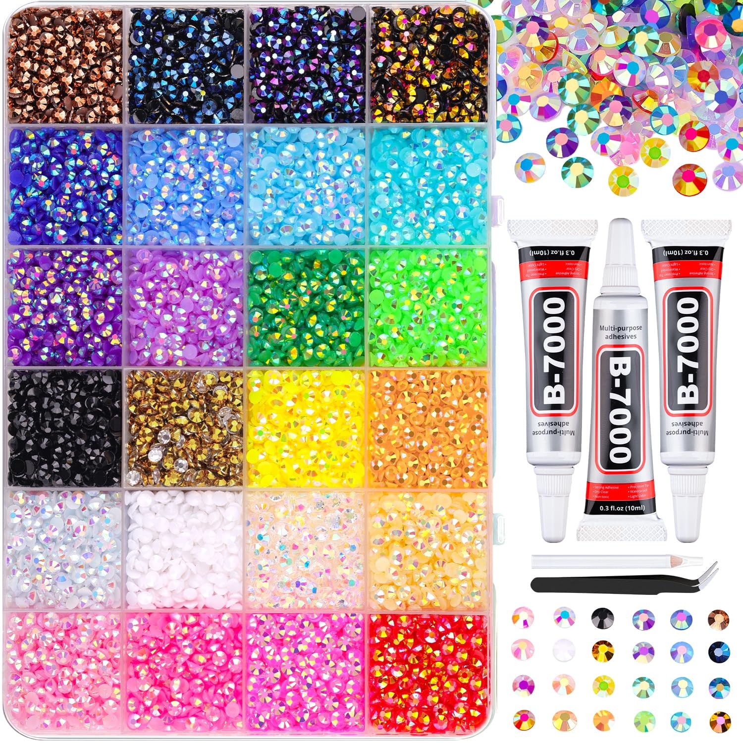 32000Pcs Resin Jelly Rhinestones for Bedazzling, Multicolor 3mm Flatback
