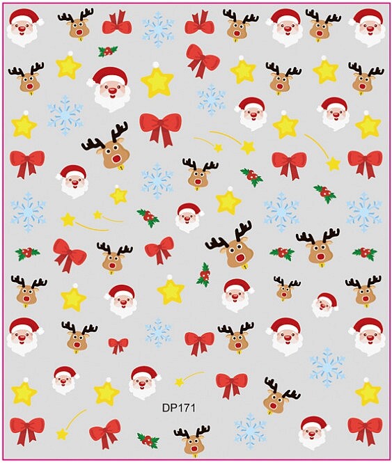 Laser Christmas Nail Sticker Reindeer Snowflake Snowman Stars Gingerbread