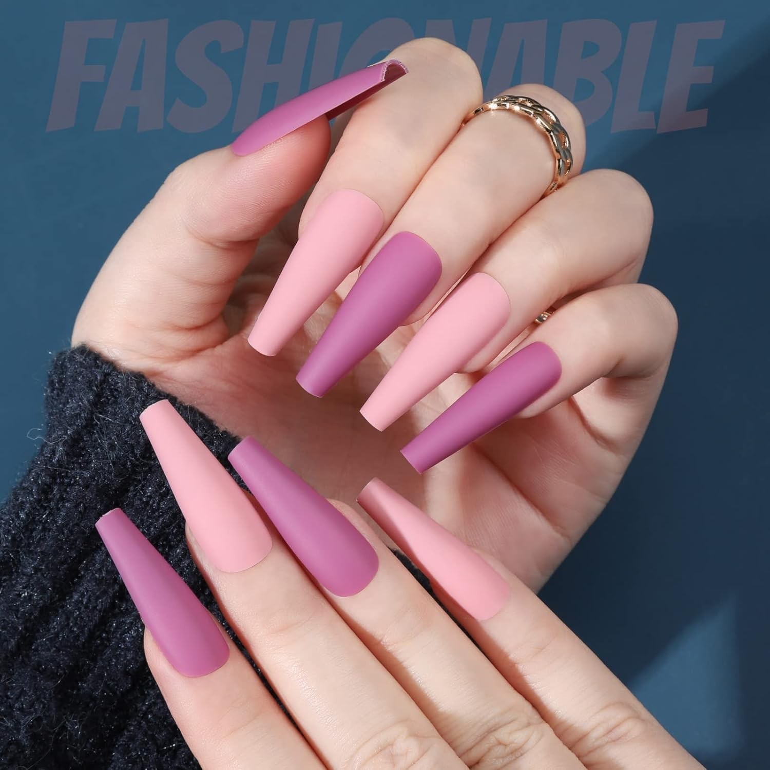 Classic Long Ballerina Fake Nails 240PCS with 10g Nail Glue for Perfect Fit