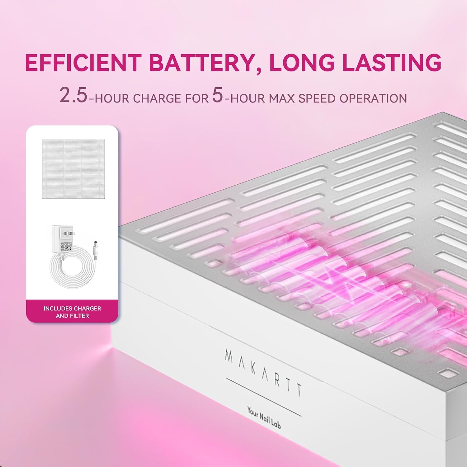 Nail Dust Collector Rechargeable White