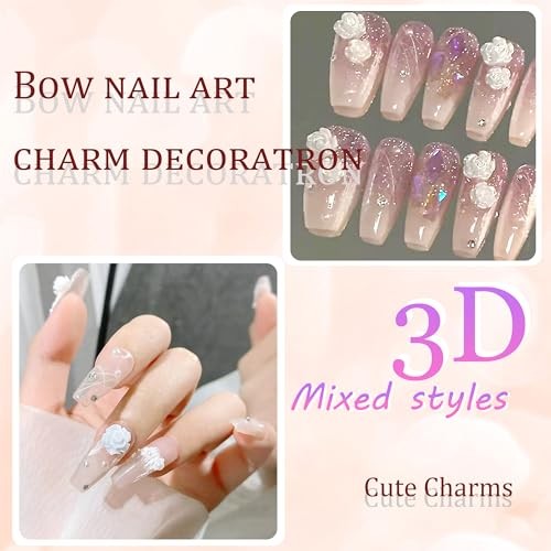 3D Flower Charms for Nails Cute Rose Flowers 3D Flower Rhinestones Charms 13