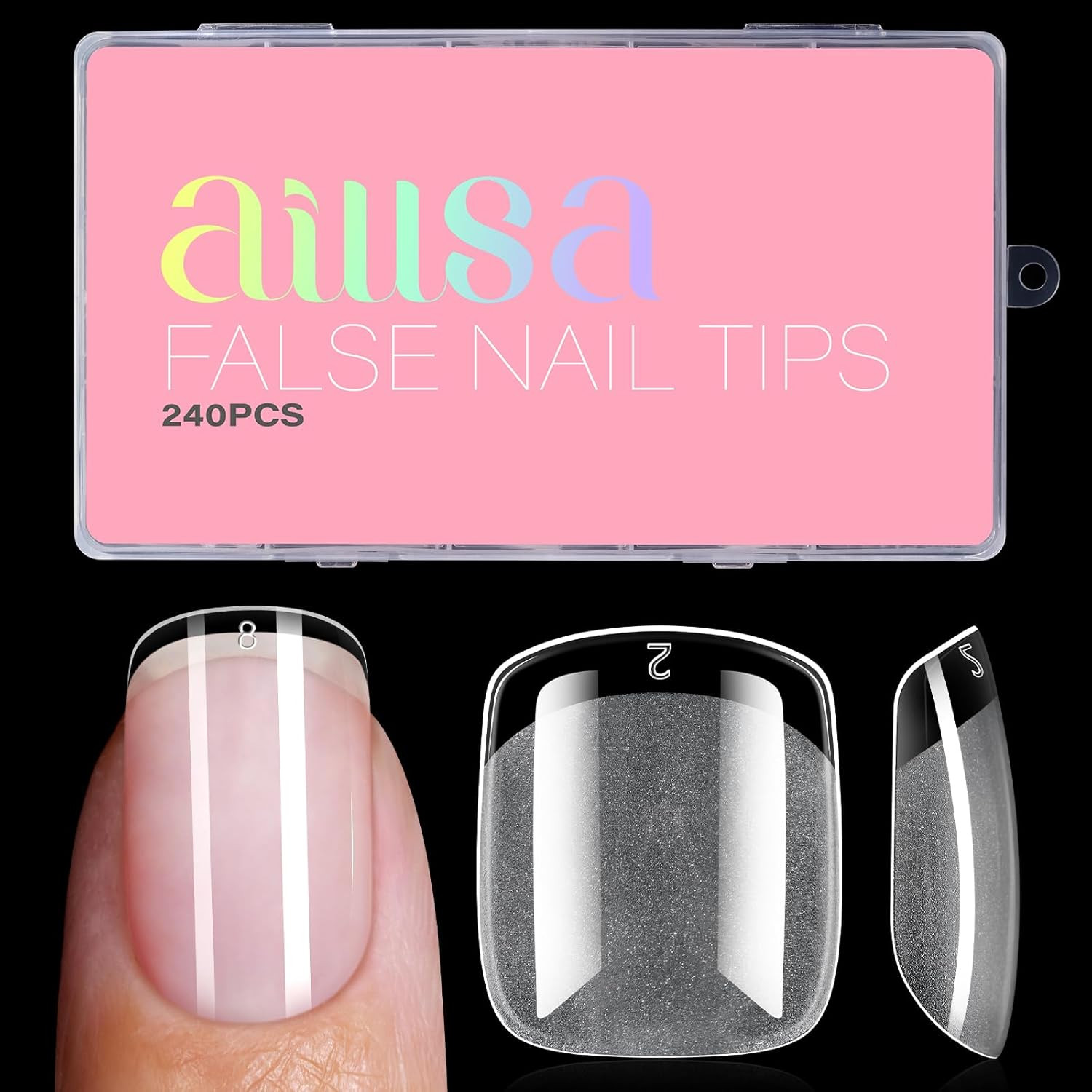 Thickened Extra Short Square Nail Tips for Gift | 240Pcs, Pre-Filed, Half Matte,