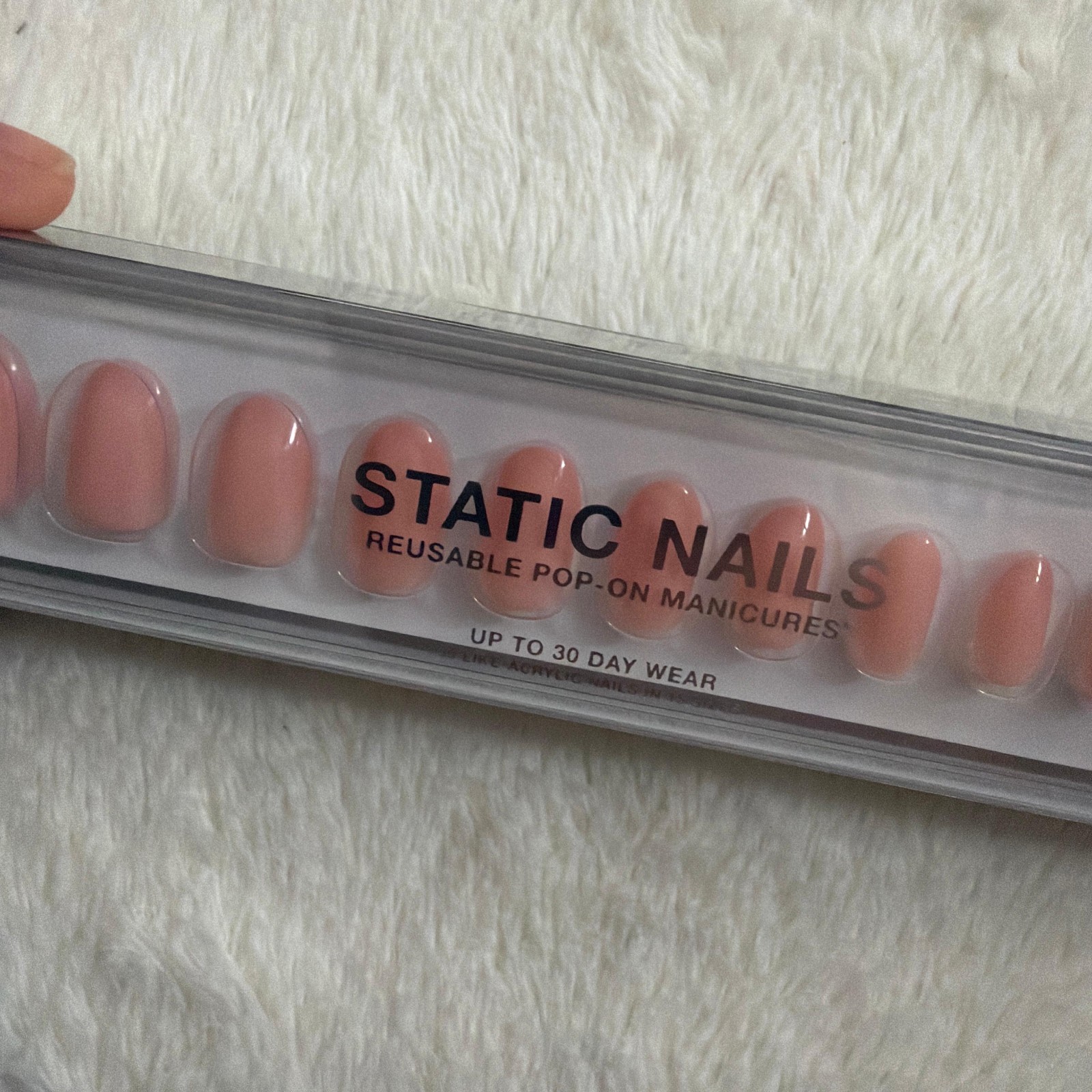 Nails Sataic Oval Pink Glossy Press-On Nails Set Reusable Waterproof ABS Glue