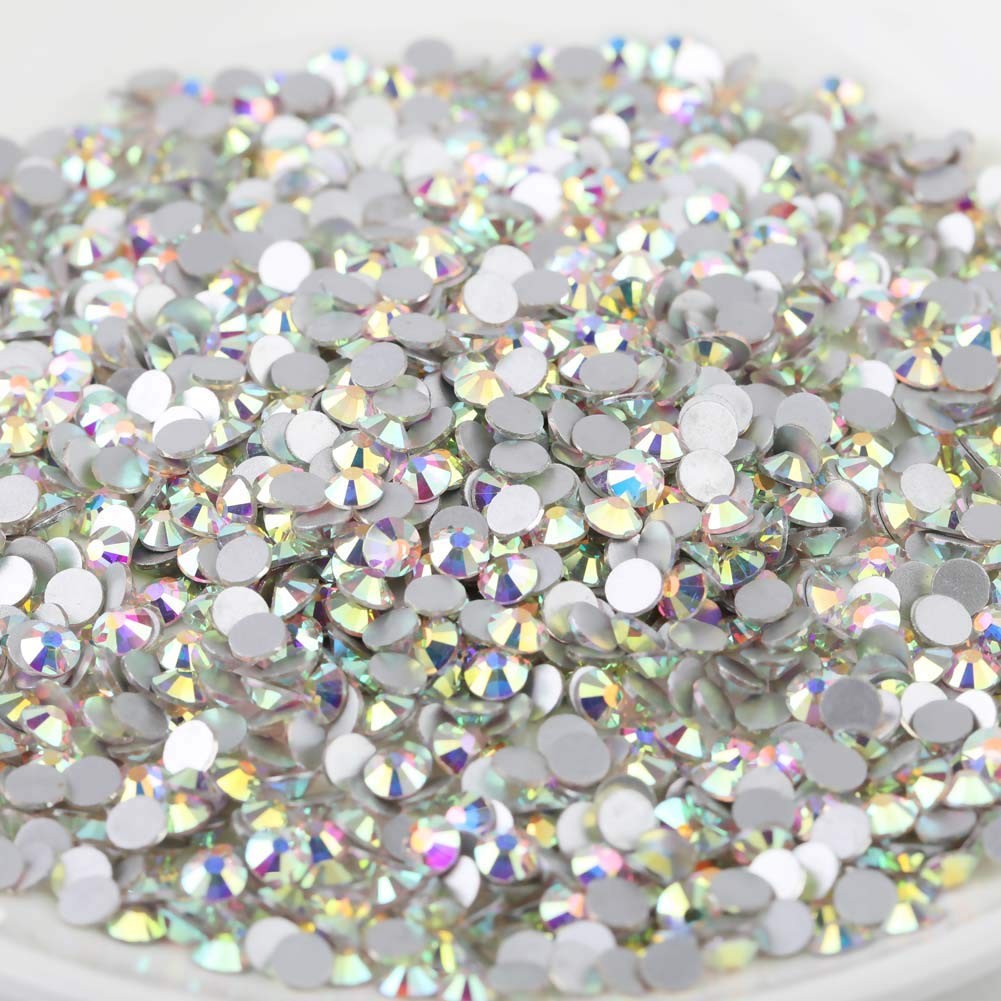 576pcs Flat Back Crystal Rhinestones Round Gems for Nail Art and Craft Glue F…