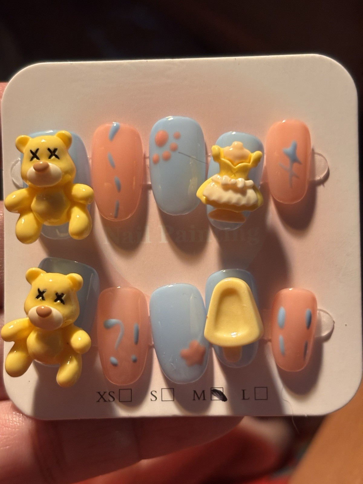 8 Multicolor 3D Cartoon Hello kitty Full Cover Pre-Designed Nail Art Set-medium
