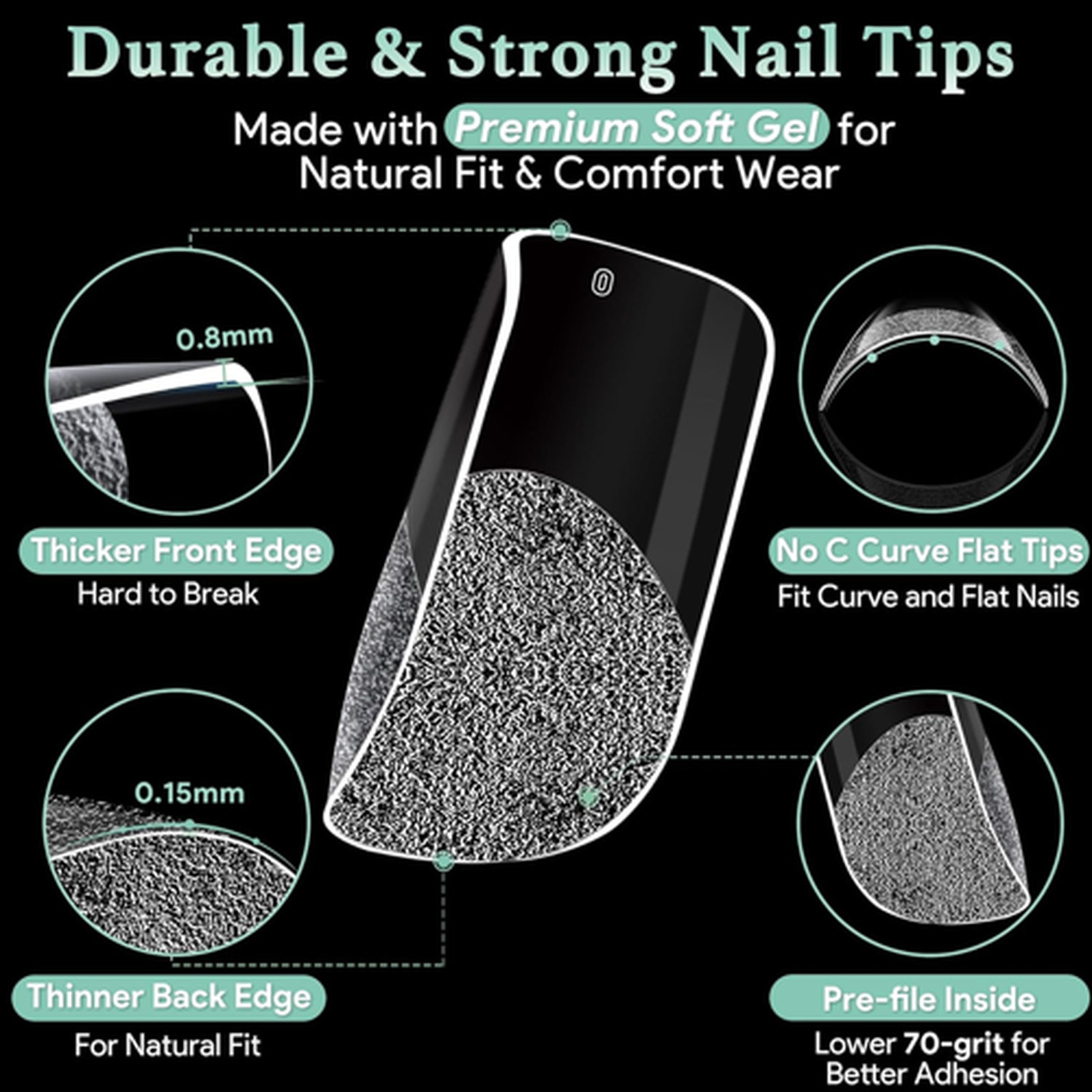 Short Square Nail Tips 15 Sizes 330PCS Soft Gel Fake Nails Half Matte Clear