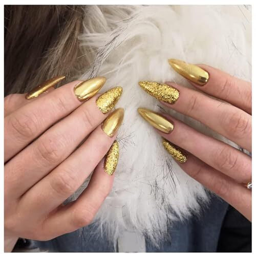 Holographic Mirror Gold Nail Chrome Powder Effect Metallic Dust Sequins UV Gel