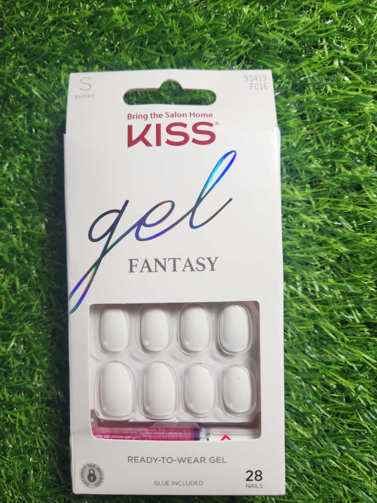 KISS Gel Fantasy Nails, Glue Included, Short, Squoval, Off White