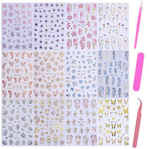 3D Flower Nail Art Stickers Decals Luxury Flower Flower Golden Edge Styles
