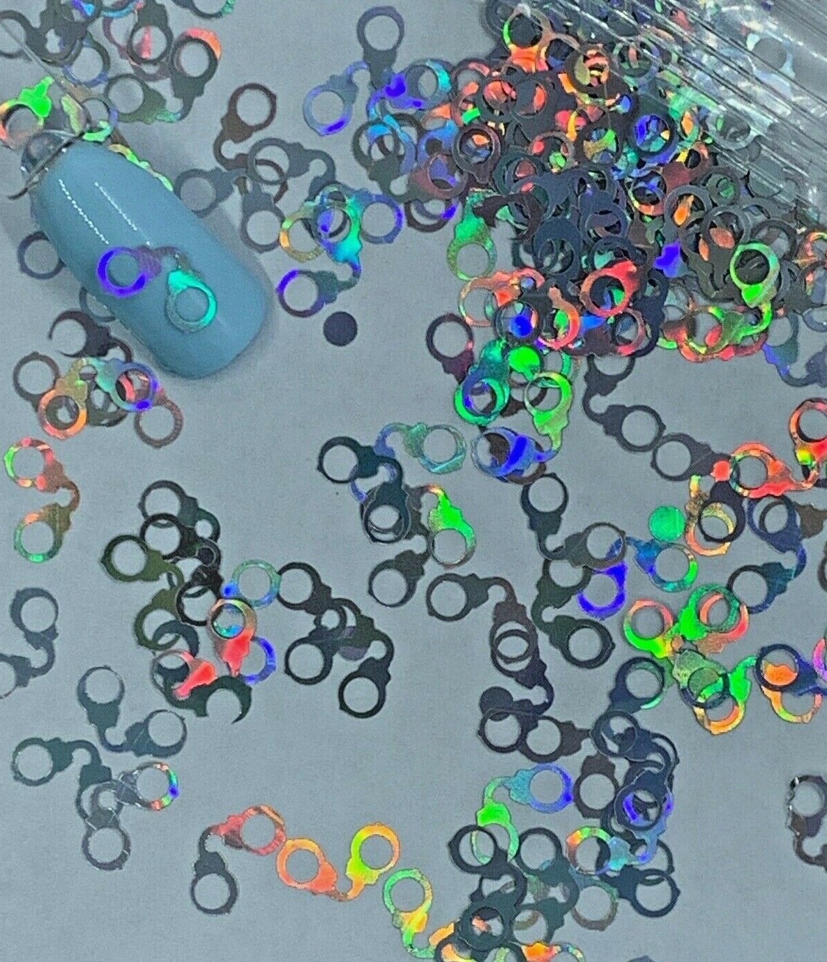 Holographic Handcuffs Nail Glitter 10mm| 1 TSP | Gel Nail Art & Acrylic
