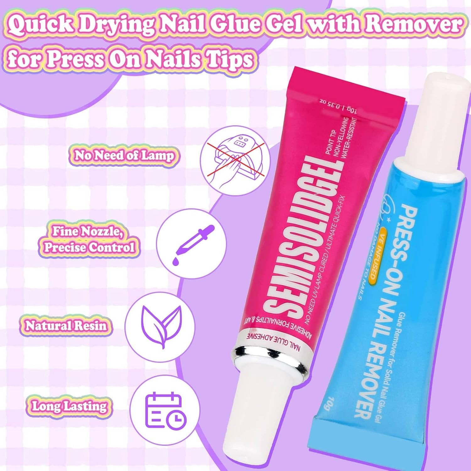 Cute Kids Acrylic Press On Nails With Jelly Glue Gift Set