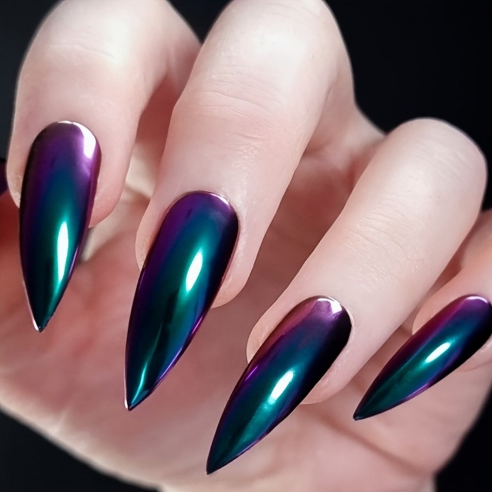 24pcs Long Almond Dopamine Press-On Nails, Multi-Color Glossy Trendy Minimalist