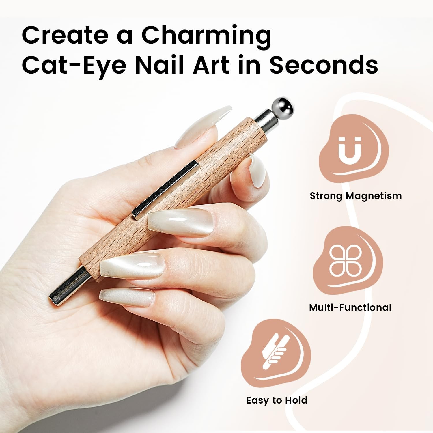 3-in-1 Cat Eye Magnet for Nails, Cylindrical & Square Magnets Nail Art Pens,M…