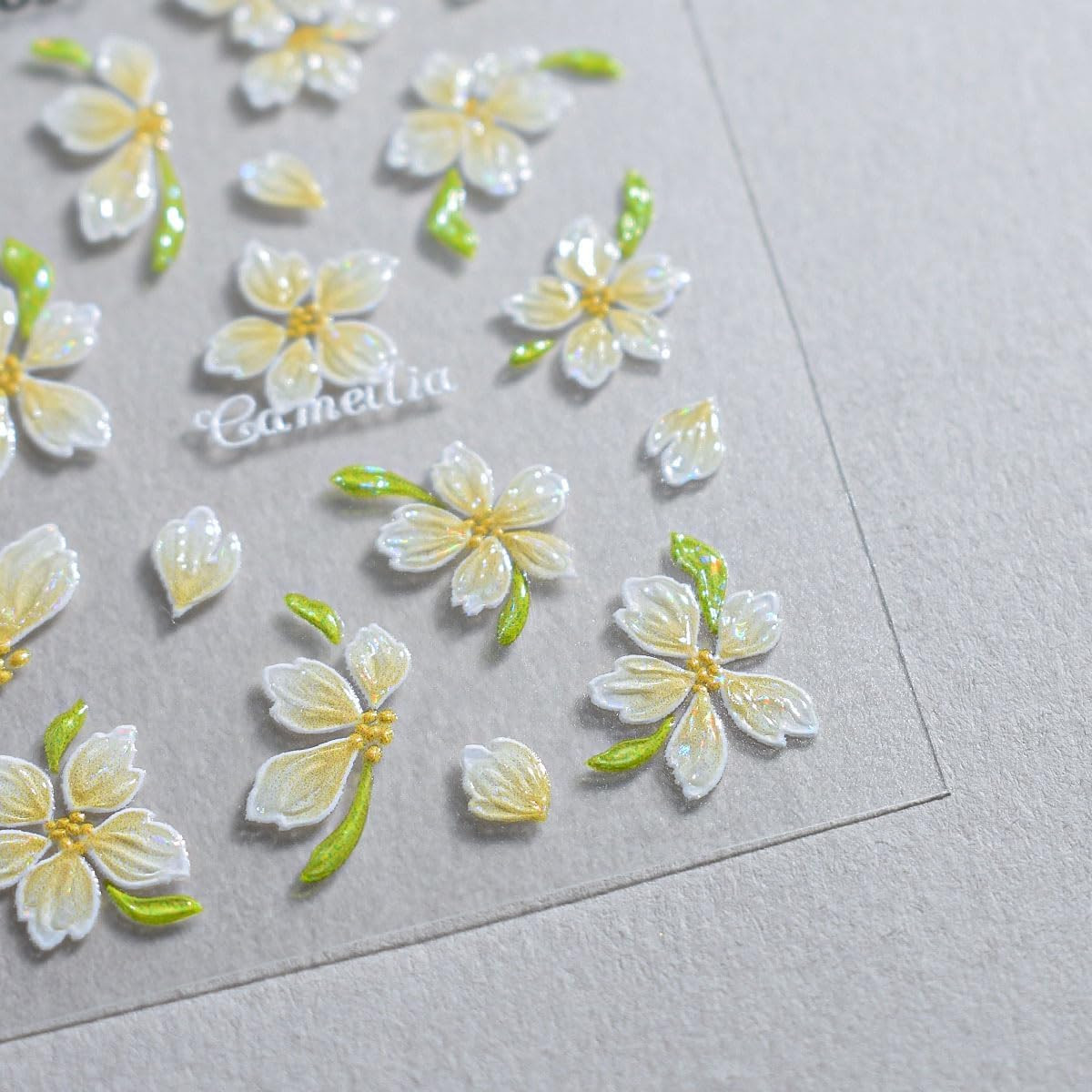 3 Sheets Flower Nail Stickers for Nail Art 3D Self-Adhesive Pink Yellow Flower N