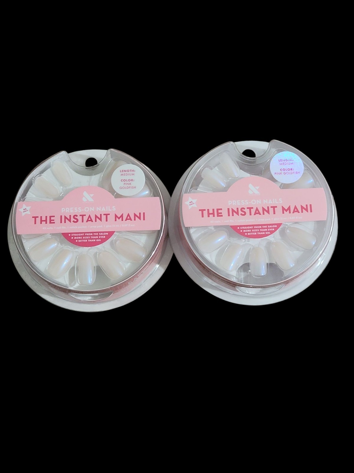 Lot 2 Olive & June Instant Mani Oval Medium Press-On Nails, Pink Goldfish
