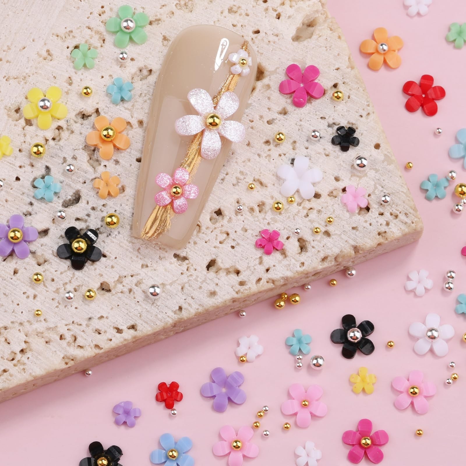 Flower Nail Charms for Acrylic Nails Manicure DIY Nail Decor Women Girls Crafts
