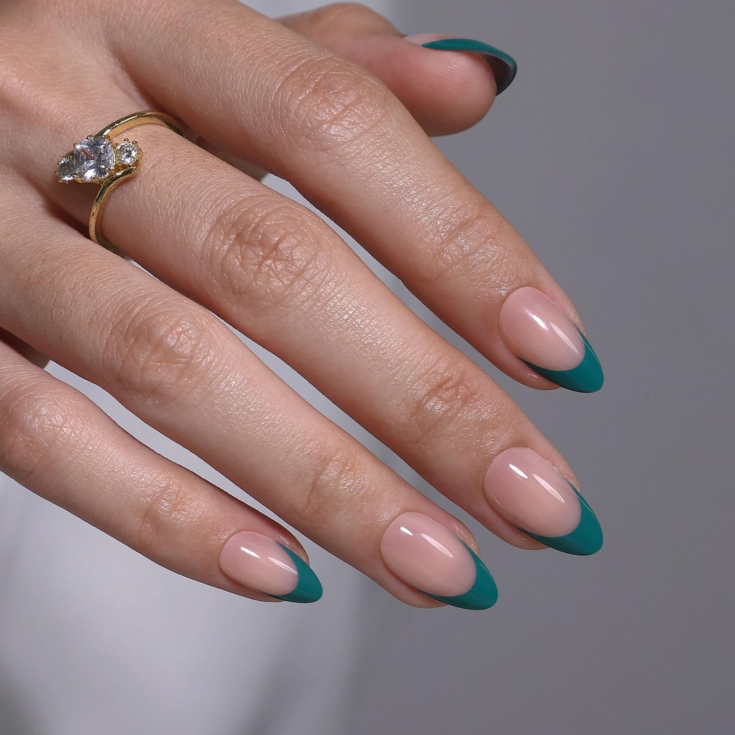 Transformative Teal Gel Almond Fake Nails – 16 Sizes