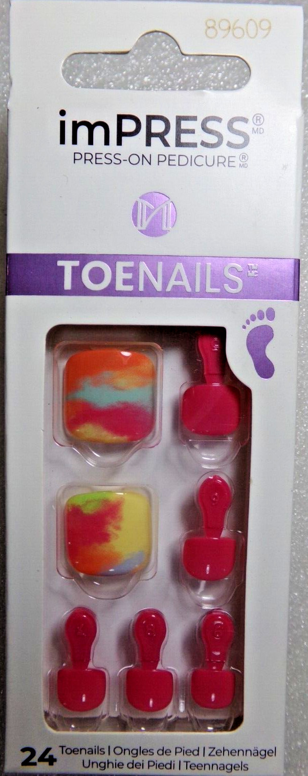 IMPRESS PEDICURE TOENAILS Pink Yellow, Blue Stargazing