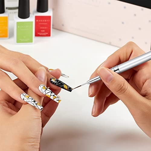 5PC Nail Art Brush Set – Long Liner, UV Gel Polish, Metal Handle, Sizes 7-25mm