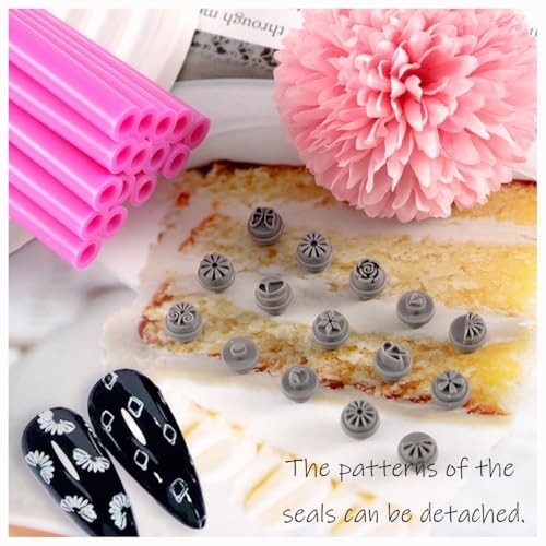 Flower Leaf Geometric Butterfly Patterns Nail 15 Pieces Nail Art Stamp Pen Set