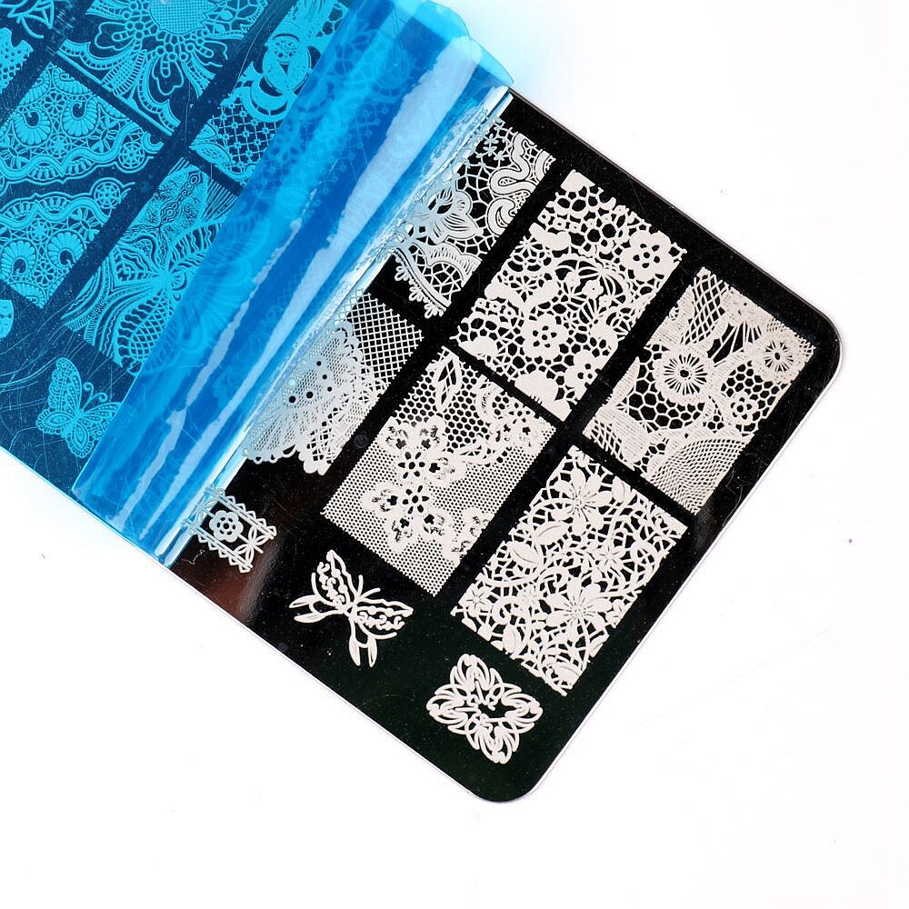 Lace Mesh Nail Art Stamping Plates Mandala Floral Metal Template Plaid Nail Tool