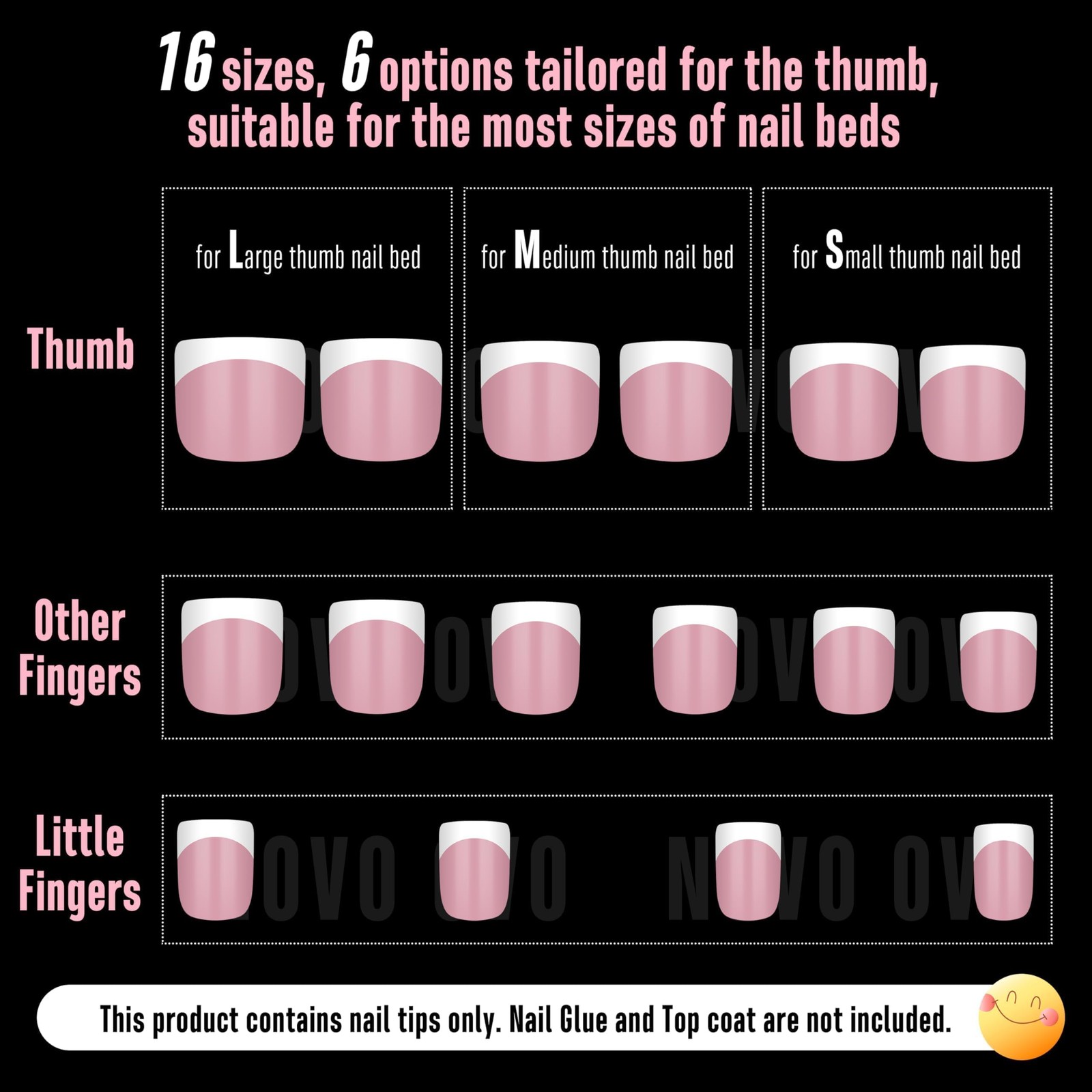 NOVO OVO Extra Short White French Tip Nail Tips, XS XXS Square Round BERRY PI…