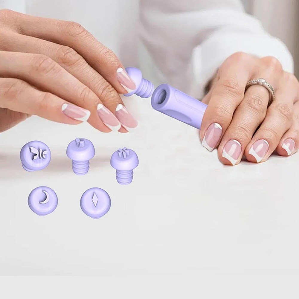 Reusable Silicone Nail Pen, 5-Design Set Suitable for At-Home Nail Art Projects