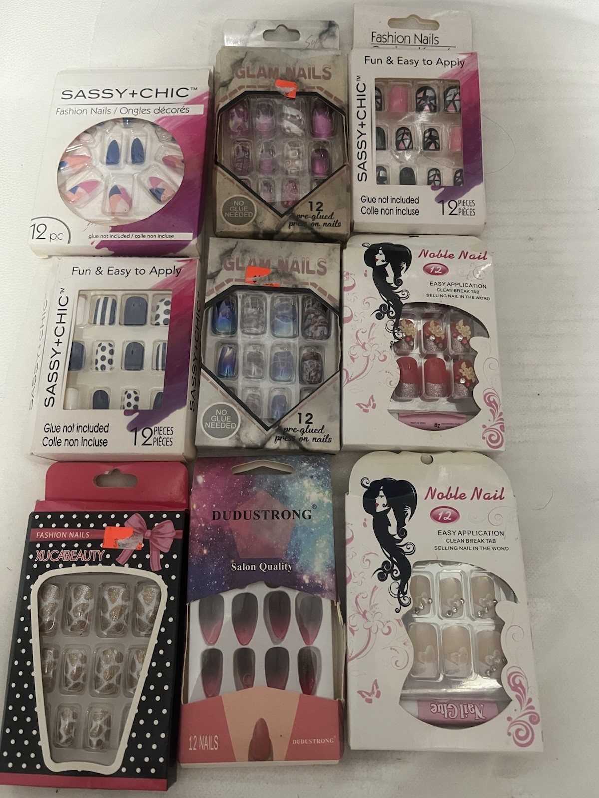 Sassy+Chic Glam Noble Press-On Nails Multicolor Medium Square Coffin Oval 3D