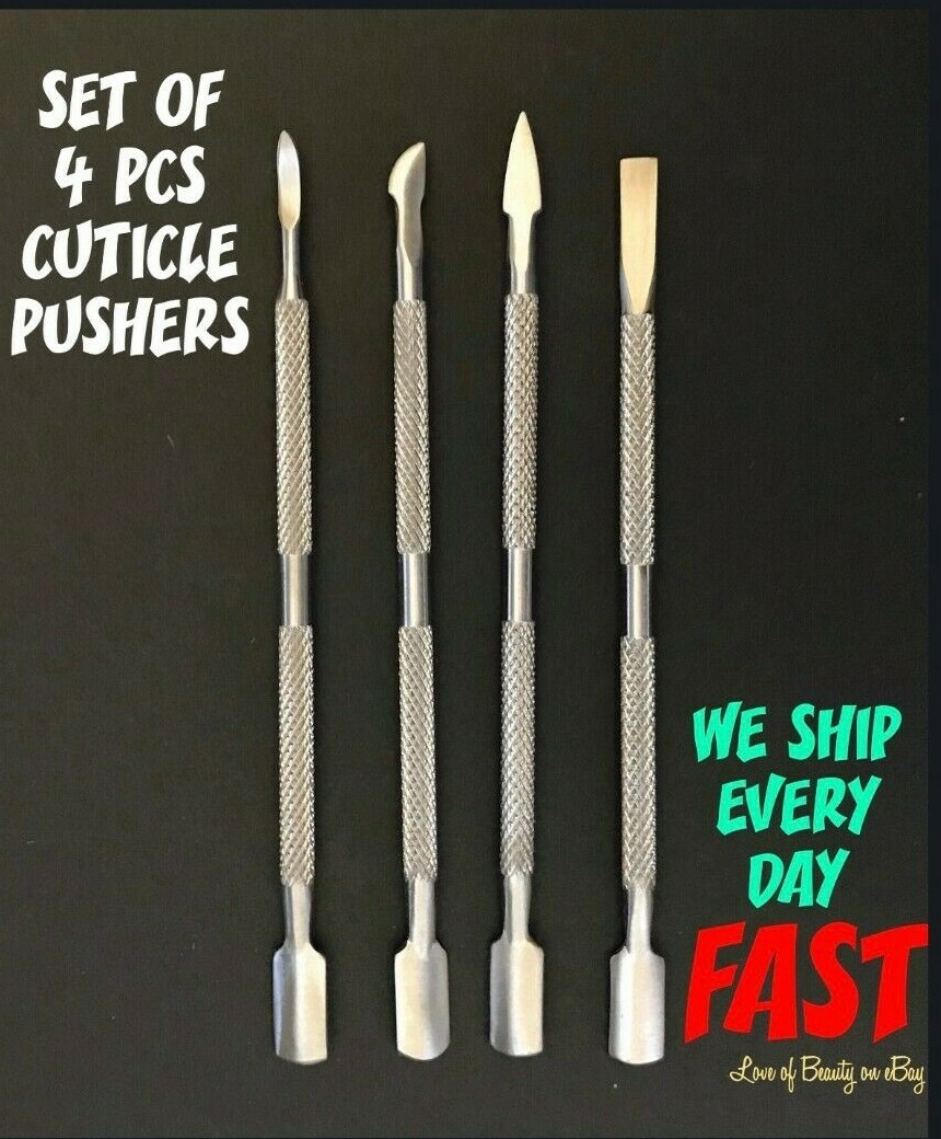 Manicure Pedicure Tools 4 Pcs Beauty Nail Cuticle Care Pusher Spoon Trimmer US