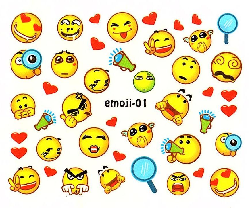 5 Sheet Set Emoji Expression Design DIY Water Transfer Nail Art Stickers Decals
