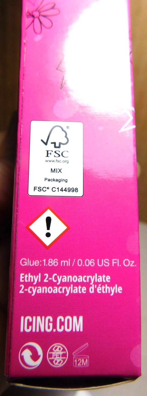 CBI Distributing Corp~Icing 24 Faux Nails Vegan BH.AN Pink & White Hearts&Flames