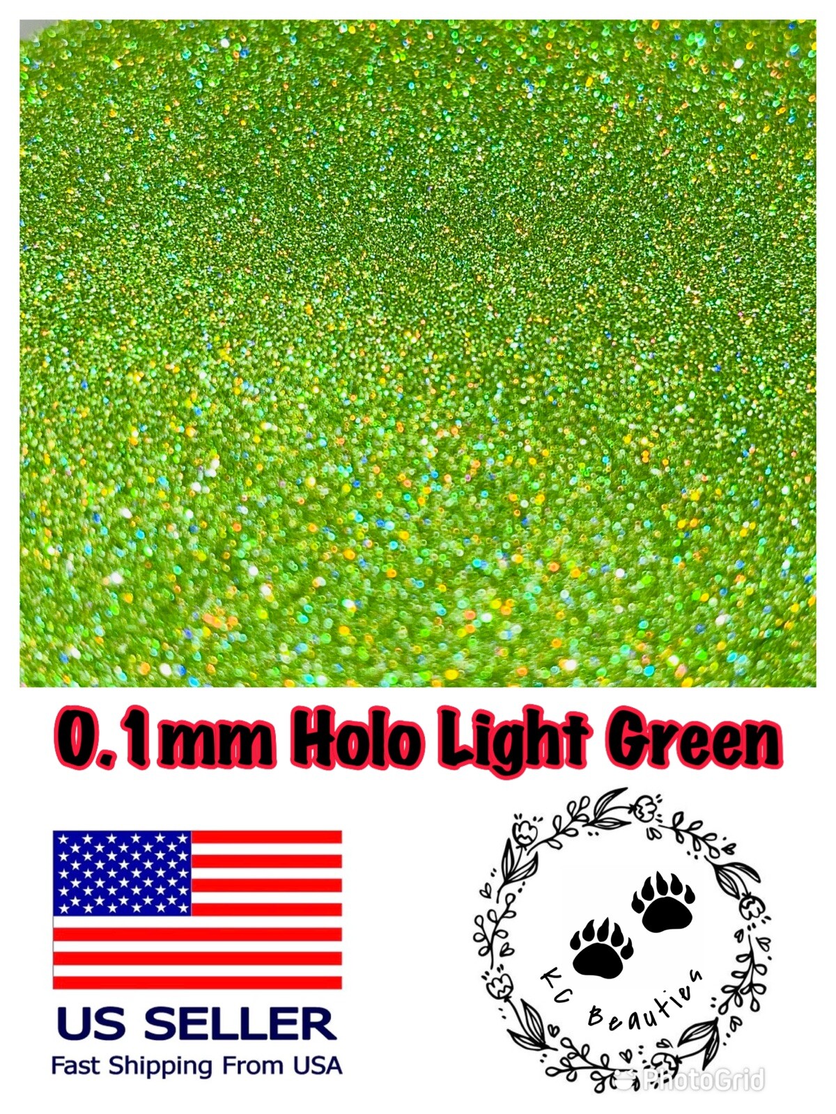 Solvent Resistant Holographic Light Green Epoxy Resin Nail Art Tumbler 1oz 0.1mm