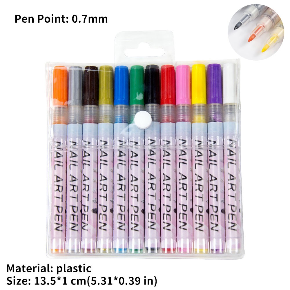 Colourful Waterproof Nail Art Graffiti Pen DIY 3D Nail Art Drawing-Pen 12Pcs/Set