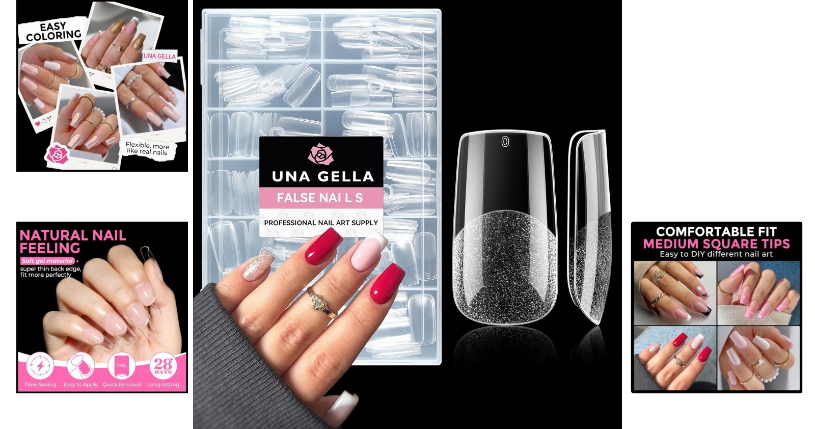 Long-Lasting Clear Square Nail Tips – 216pcs for Effortless Acrylic Extensions