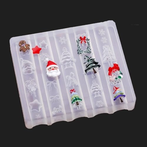 Christmas Nail Mold 3D Silicone Tools Snowman Bows Nails Xmas Tree Snowflakes