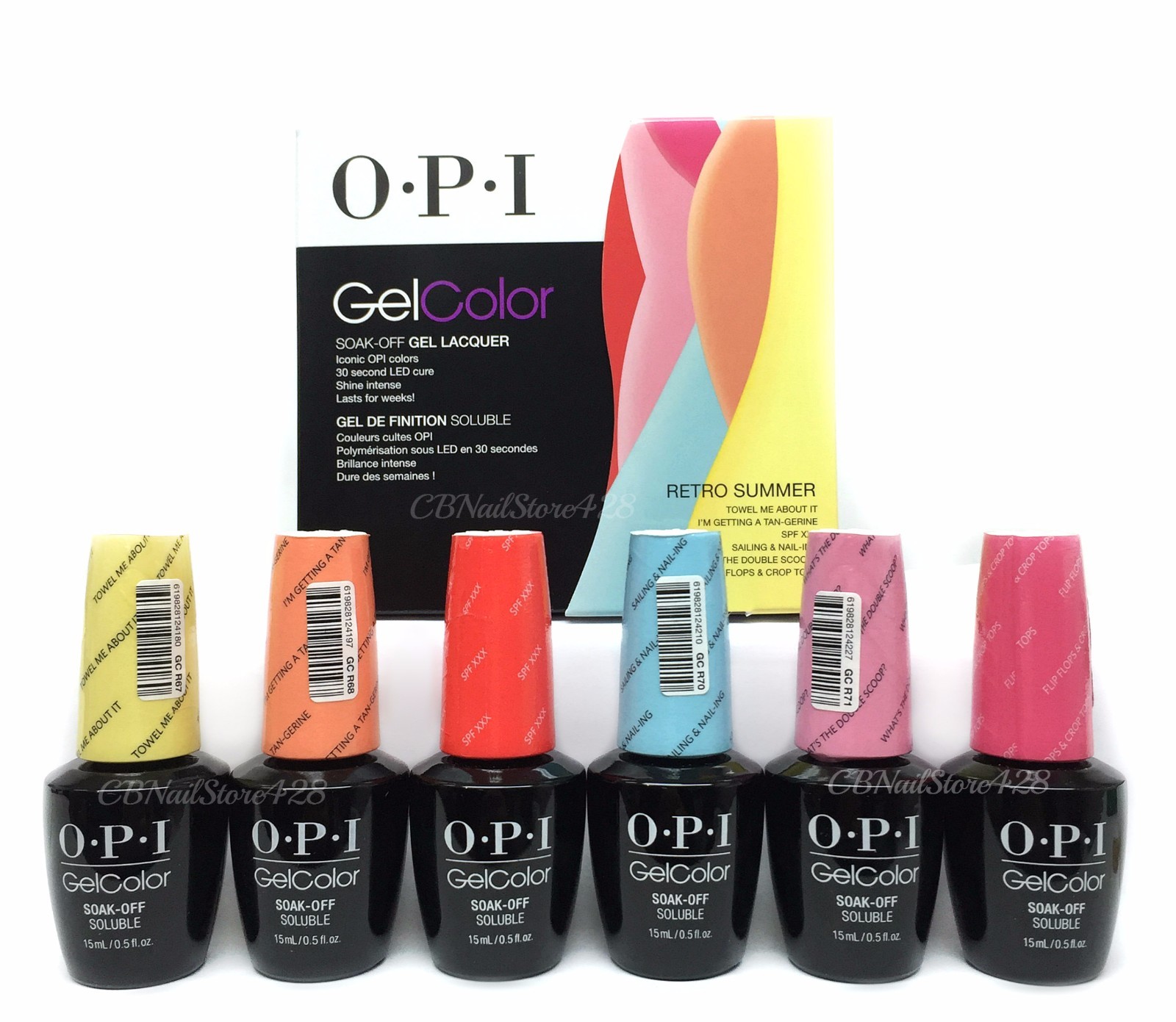 Gelcolor Soak-off Nail Polish- RETRO SUMMER 2016 – Pick Any Color/Top/Base .5oz