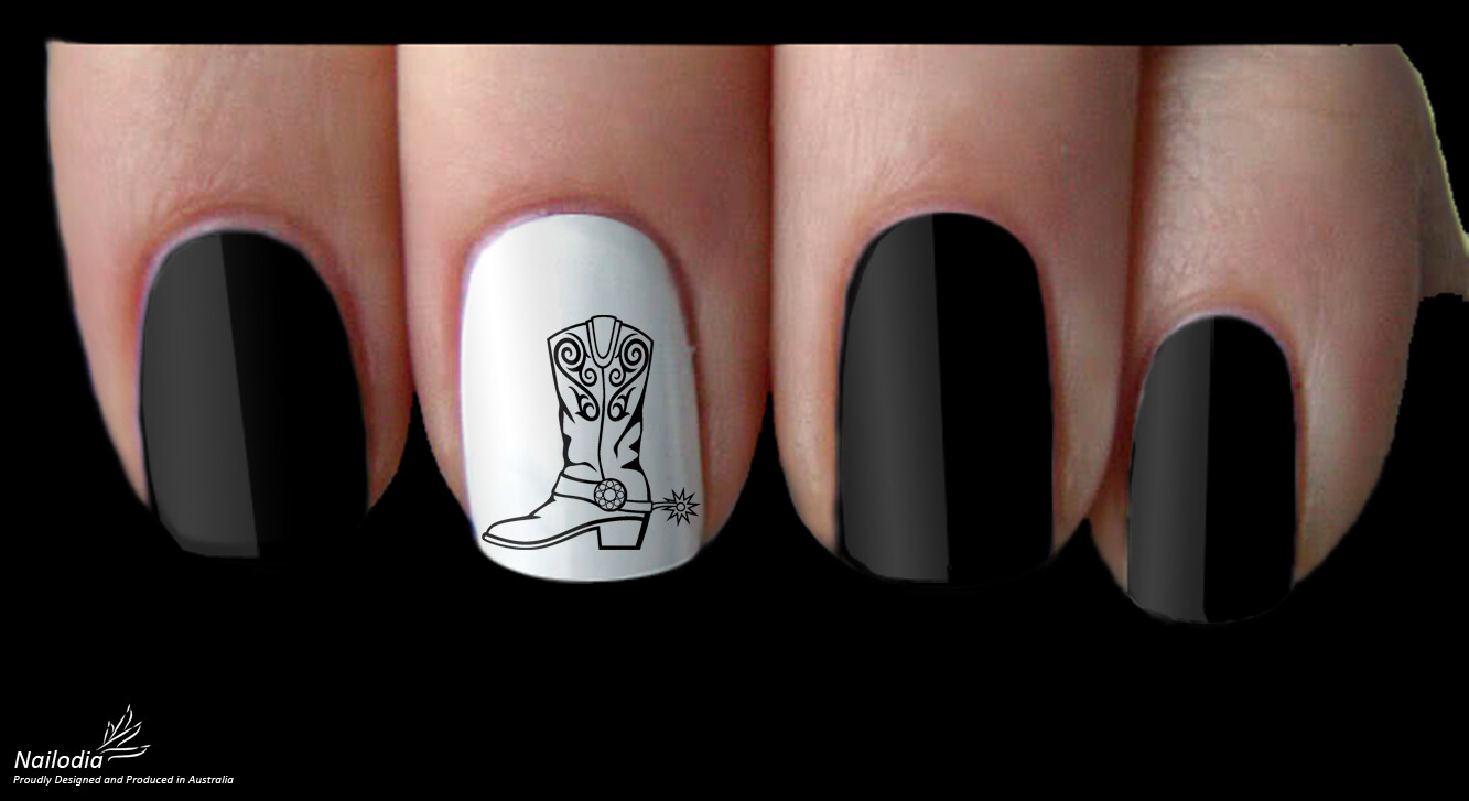 Cute Western Cowboy Nail Art Decal Sticker Water Transfer Slider