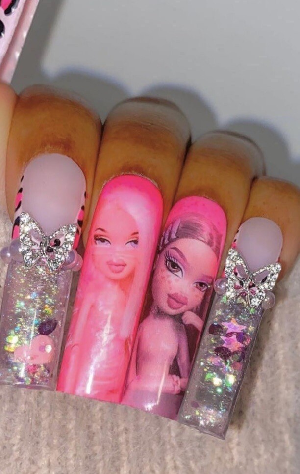 Bratz Doll Airbrush Nail Art Decal Sticker Water Transfer Slider Full Nail Wraps