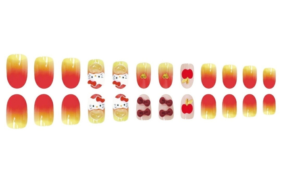 Sanrio Hello Kitty Press-On Nails 24 Tips Reusable Kawaii Gradient Nail Art NEW