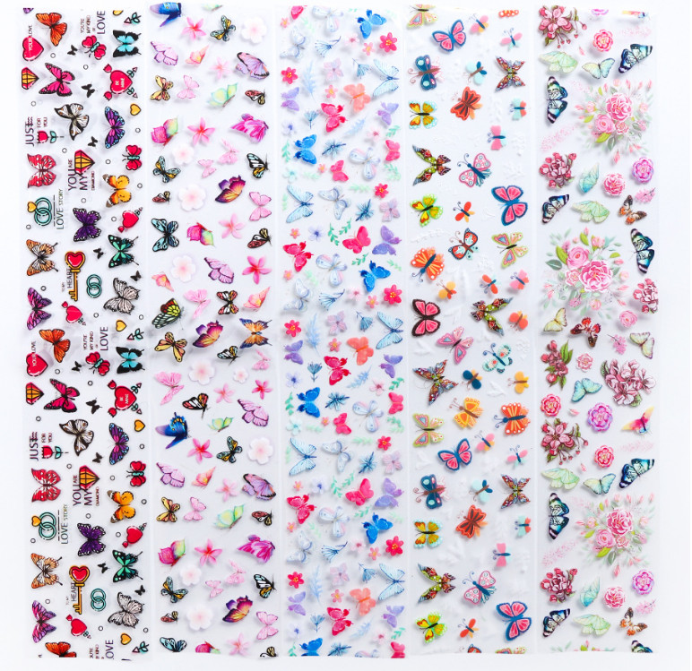 10Pcs Colorful Beautiful Butterfly Nail Art Transfer Foil Sticker Manicure XF102