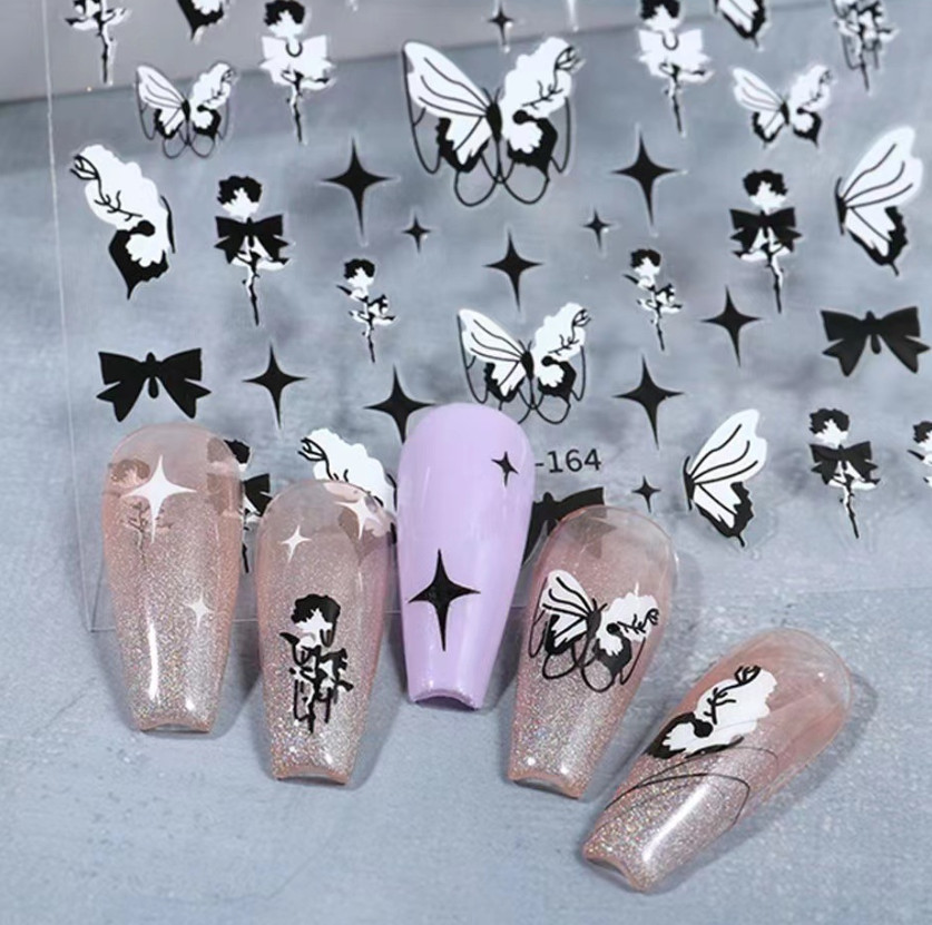 3D Nail Stickers Butterfly Rose Flowers Star Bowknot Decoration DecalsSO164 NS39